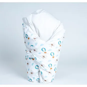 Zavinovačka Tulimese Péřová zavinovačka letadla a balóny bílá VELIKOST ZAVINOVAČKY: VELIKOST 80X80 CM, VARIANTY PROVEDENÍ: ZAPÍNÁNÍ NA KNOFLÍKY