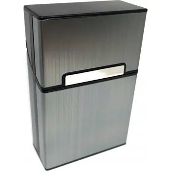 Obraz ŠEDÉ KOVOVÉ POUZDRO NA BALÍČEK CIGARET DÁREK MAGNET PRO TATÍNKA