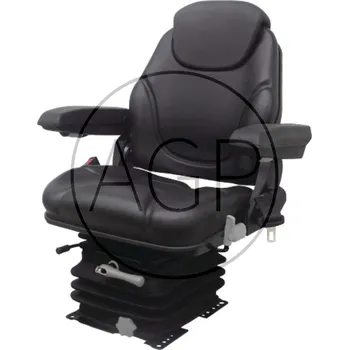 Sedadlo Mechanicky odpružená koženková sedačka do traktoru s opěrky, odpružená sedačka do traktoru.