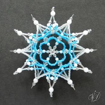 Vánoční ozdoba Vánoční korálková hvězda 0463 - Špice - Kolekce Sky Blue - 3D Luxus (PEVNÁ A NEREZ) Christmas bead ornament (Vánoční hvězda z korálků - Korálková hvězdička a vločka - Hvězdy a hvězdičky z korálků - Christmas bead star)