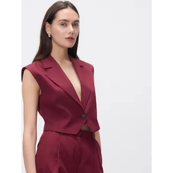 Reserved - Vesta s příměsí lnu - bordó - 255FT-53X - 255FT-53X-M