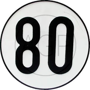 Samolepicí dekorace na vozidlo Samolepka omezení rychlosti 80 km/h průměr 200 mm bílá černé písmo