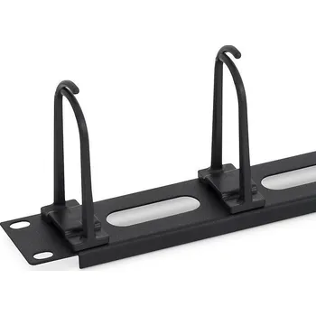 modulární přístroj a rozvaděč Triton 19" vyvazovací panel 1U, 5x háček velký zacvak. pro čtvrerc. otvor 9x9, oválné otvory