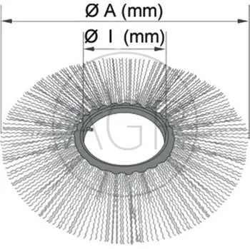 Zahnutý kartáč o průměru 540 mm s vnitřním přípojem 162 mm