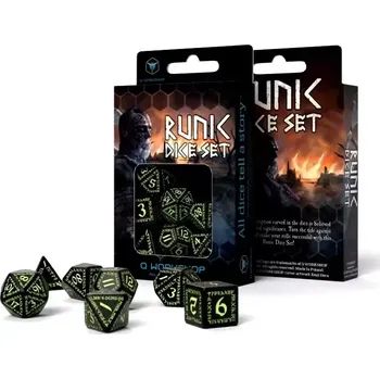 Hrací kostka Sada kostek Runy - černé/svítící (Q-Workshop)