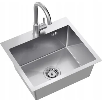 Granitový dřez Jednokomorový dřez myQ LEO 10 ocel stříbrný