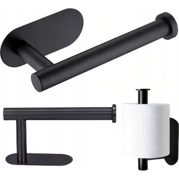 DRŽÁK TOALETNÍHO PAPÍRU ČERNÝ SAMOLEPICÍ LOFTOVÝ NÁSTĚNNÝ DO KOUPELNY