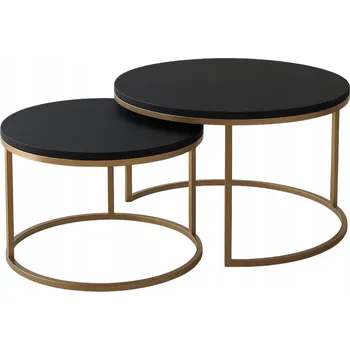 Konferenční stolek Konferenční stolek APM SOFT LOFT GOLD kulatý 80 x 80 x 46 cm černý, zlatý