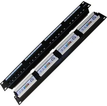 Rozvaděč DATACOM Patch panel 19" UTP 24 port CAT5E DUAL 1U BK (4x6p)