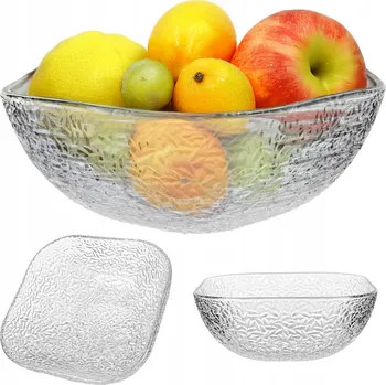 SALÁTOVÁ MISKA SKLENĚNÁ MÍSA NA CHUŤOVKY SALÁT OVOCE 20 cm ČTVERCOVÁ MÍSA