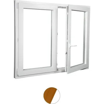 Okno ALUPLAST Plastové okno dvoukřídlé dekor/bílé 200x140 Barva: Oregon/bílá, Otvírání: Pravé, Zasklení: Trojsklo Ug= 0,7