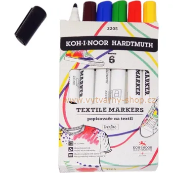 Speciální výtvarná barva Koh-i-noor Sada 6 ks silných fixů na textil 2,5 mm