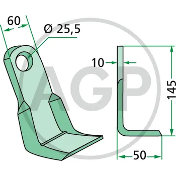 Pracovní nůž Nůž mulčovače pro Agrimaster o tloušťce 10 mm a průměru díry 25,5 mm