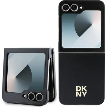 Pouzdro na mobilní telefon DKNY PU Leather Stack Logo Zadní Kryt pro Samsung Galaxy Z Flip 6 Černý