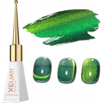 Lak na nehty Metalický hybridní lak Kočičí oko magnetický 10 ml Zelená #6