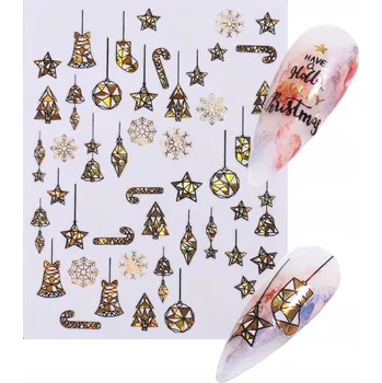 samolepka 3D vánoční Samolepky na nehty s hvězdami E108