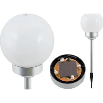 Venkovní osvětlení Solární zahradní lampa zapichovací KOULE PVC 15cm silná 4 LED studená bílá
