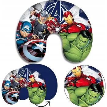 Polštář MARVEL Avengers Cestovní Polštář/Polštářek do auta rohlík 28x33 cm OEKO-TEX