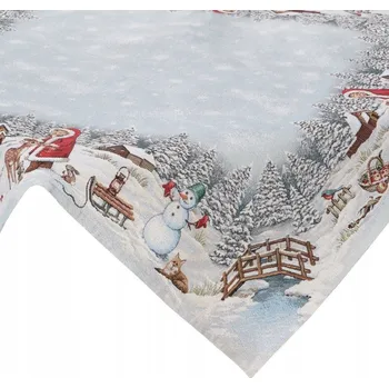 ubrus EUROFIRANY Vánoční ubrus 1154 100x100 gobelínový na stůl zimní krajina vintage vícebarevná 100x100 cm