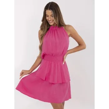 Dámské šaty Mušelínové šaty s gumou v pase fuchsiové