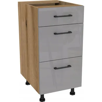 Komoda Skříňka se zásuvkami box 40 CAPRI Dub Evoke čelo Šedý Akryl Lesk