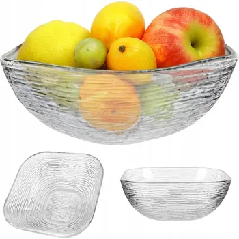 SALÁTOVÁ MISKA SKLENĚNÁ MÍSA NA CHUŤOVKY SALÁT OVOCE 20 cm ČTVERCOVÁ MÍSA