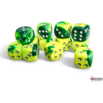 Hrací kostka Sada kostek D6 16mm (12ks) žluto-zelené (Chessex)