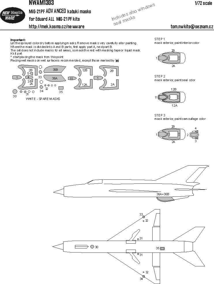 1/72 Mask MiG-21 PF ADVANCED (EDUARD)