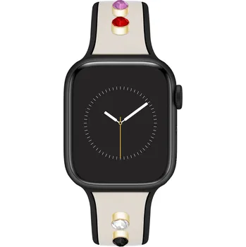 Řemínek na hodinky Anne Klein Dámské Silikonový krémovo-černý řemínek Anne Klein pro Apple Watch 38/40/41 Fialová UNI (2835092)
