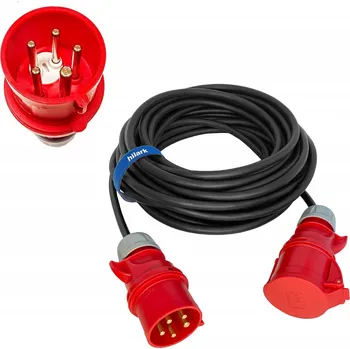 Napájecí kabel Prodlužovací Kabel s gumovou silovou konstrukcí H07RNF 5x2,5 16A IP44 fázový výhybkový 1 m