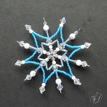 Vánoční ozdoba Vánoční korálková hvězda 0458 - Kolekce Sky Blue (PEVNÁ A NEREZ) Christmas bead ornament (Vánoční hvězda z korálků - Korálková hvězdička a vločka - Hvězdy a hvězdičky z korálků - Christmas bead star)