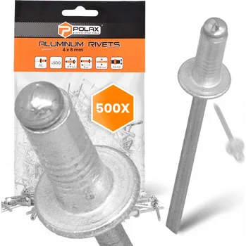 Nýt 500x Nýtovací nýty 4x8 mm HLINÍKOVÉ Pozinkované OCELOVÉ ODOLNÉ Nýt 9 9T