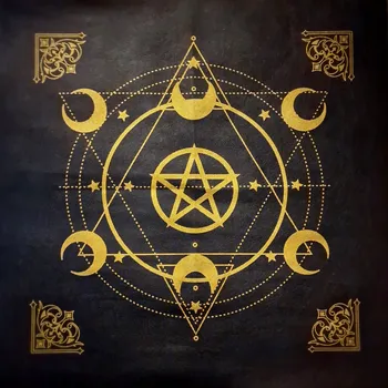 ubrus Věštění oltář Black Gold Print Tarotový ubrus