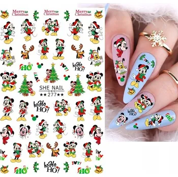 samolepka 3D Samolepky na nehty Zimní sněhové vločky Vánoce Mickey Mouse R205