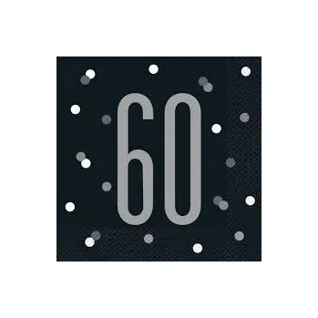 Papírový ubrousek Ubrousky k šedesátým narozeninám 60. 33 cm