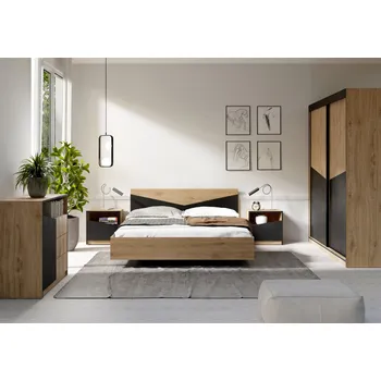 Ložnicová sestava Pokojová sestava ASTON B - dub + černá