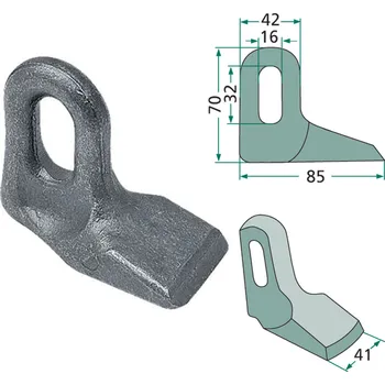 Kladivo Kladivo mulčovače o šířce 41 mm s oválnou dírou 16x32 mm pro mulčovače Bomford, Epoke, Hymach, Mc Connel, Noremat, Turner