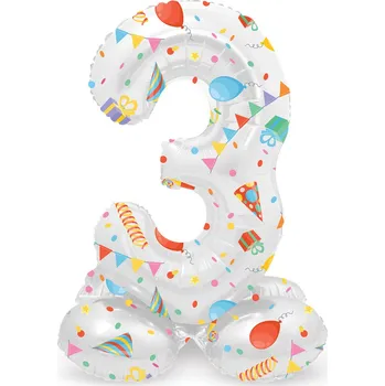 Balónek Fóliový balónek stojící číslice 3 tři na oslavu, 41 cm
