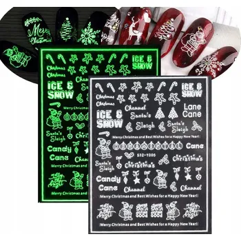 samolepka 3D vánoční Samolepky na nehty Glow E68