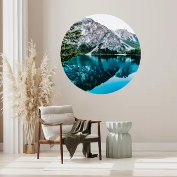 Samolepící dekorace Textilní kruhová samolepka na zeď "Horský odraz" 100cm