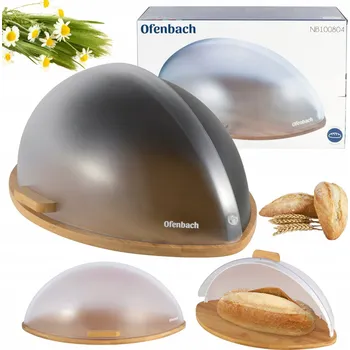 chlebník Chlebník s prkénkem Ofenbach béžový, bílý bambus