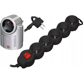 Napájecí kabel Prodlužovací kabel Orno 3 m, přepěťová Prodlužovací Kabel , 5 ks černý