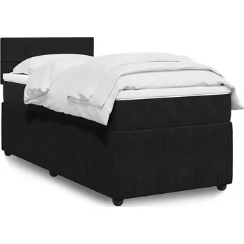 Postel vidaXL Box spring postel s matrací 80 x 200 cm samet [3289895] Barva: Černá