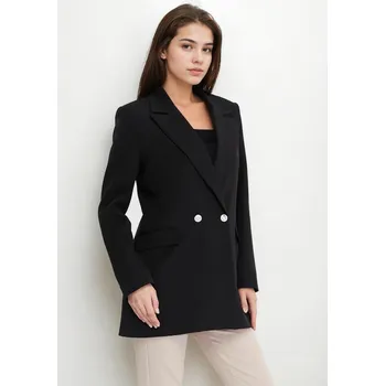 Dámská casual bunda 26139 Dewberry Womens Large Size Woven Blazer Jacket-BLACK dewberry černá | krémová 3336450