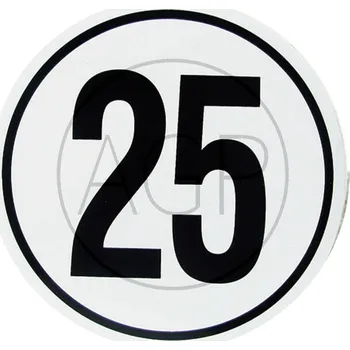Samolepicí dekorace na vozidlo Samolepka omezení rychlosti 25 km/h průměr 200 mm bílá černé písmo