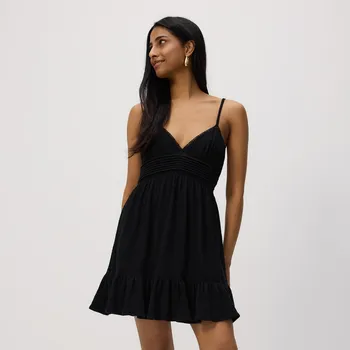 Dámské šaty Reserved - Mini šaty na ramínka - černý - XJ078-99X - XJ078-99X-S