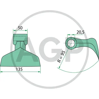 Kladivo Kladivo mulčovače Berti o průměru díry 20,5 mm