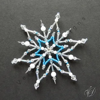 Vánoční ozdoba Vánoční korálková hvězda 0456 - Kolekce Sky Blue (PEVNÁ A NEREZ) Christmas bead ornament (Vánoční hvězda z korálků - Korálková hvězdička a vločka - Hvězdy a hvězdičky z korálků - Christmas bead star)