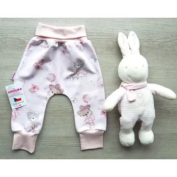 AMÁLKA Elastické rostoucí kalhoty teplákovina, medvědí holčička Velikost: 68