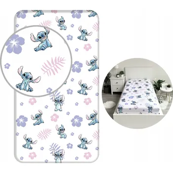 Prostěradlo DISNEY Stitch dětské bavlněné prostěradlo s gumou 90x200cm+25cm